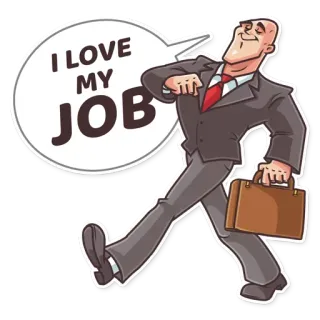 😌 I LOVE MY JOB Job, Liebe, Geschäftsmann, Cartoon, Arbeit, Positiv telegram sticker