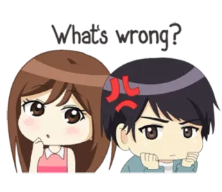🤔 What's wrong? Cartone animato, Coppia, Anime, Domanda, Relazione, Carino telegram sticker