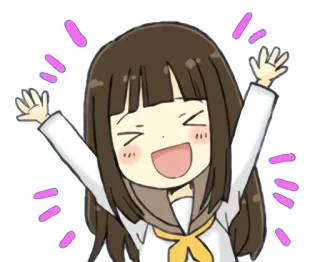 👐 สาวอนิเมะ, น่ารัก, มีความสุข, สนุกสนาน, การเฉลิมฉลอง, ตื่นเต้น telegram sticker
