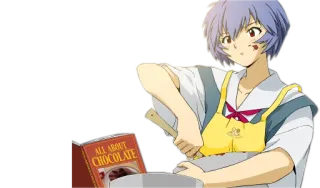 😋 Rei Ayanami Neon Genesis Evangelion ALL ABOUT CHOCOLATE Anime, Culinária, Chocolate, Rei Ayanami, Evangelion, Confeitaria whatsapp sticker