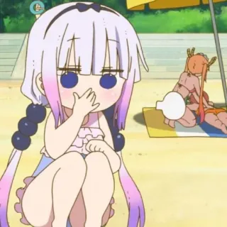 🦋 Kanna Kamui Miss Kobayashi's Dragon Maid Аниме, Пляж, Канна, Дракон, Милый telegram sticker