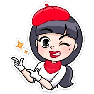 😉 женщина, мультфильм, берет, шарф, блеск telegram sticker