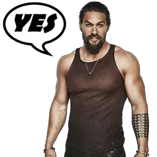 👍 Jason Momoa YES Jason Momoa, actor, sí, afirmativo telegram sticker