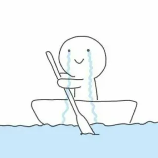😭 piangere, triste, barca, remare, lacrime telegram sticker