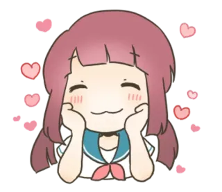 😍 Anime, Dessin animé, Fille, Coeurs, Mignon, Kawaii, Chibi telegram sticker