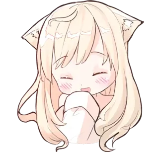 ☺️ Anime, Fille, Mignon, Oreilles de chat, Chibi, Kawaii whatsapp sticker