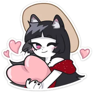 🥰 cat girl, anime, kawaii, heart, cute, sticker, cartoon telegram sticker