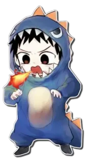 😠 dinosaur, onesie, anime, fire, cute telegram sticker