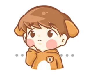 🤔 cartoon, jongen, schattig, denken, kawaii telegram sticker