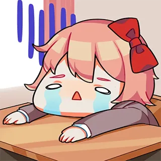 😥 Sayori Doki Doki Literature Club! 애니메이션, 울음, 슬픈, Sayori, Doki Doki Literature Club! telegram sticker