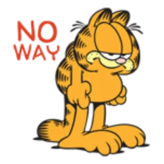 😞 Garfield NO WAY Garfield, kot, kreskówka, ni ma mowy, mem telegram sticker
