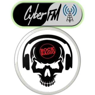 💀 Cyber FM, ROCK RADIO radio, music, skull, headphones, cyber, rock telegram sticker