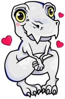 ❤️ динозавр, тираннозавр, мультфильм, милый, сердечки, наклейка telegram sticker