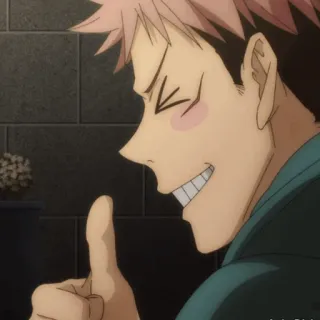 🎱 Yuji Itadori Jujutsu Kaisen Anime, Jempol ke atas, Senyum, Senang telegram sticker