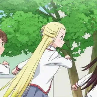 🏃‍♀ anime, schoolgirl, running, cartoon, blonde telegram sticker