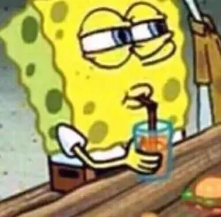 🙃 SpongeBob SquarePants спанч боб, мультфильм, nickelodeon, пьет, персонаж, смешной, мем whatsapp sticker