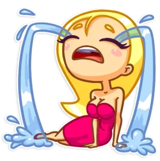 😭 cartoon, crying, sad, woman, blonde, emotional telegram sticker