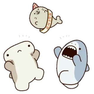 🎉 本日の主役 アザラシ, サメ, かわいい, 動物, マンガ, かわいい telegram sticker