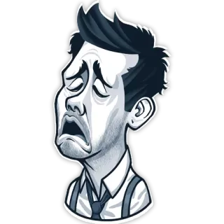 😩 슬픈, 우울한, 실망한, 남자, 만화, 지친 telegram sticker