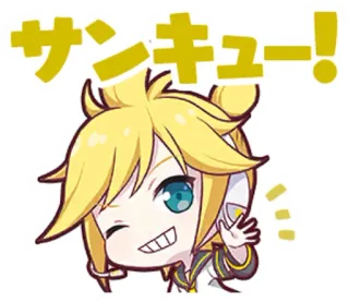 ✋ Kagamine Rin Vocaloid サンキュー! anime, vocaloid, kagamine rin, mignon, merci whatsapp sticker