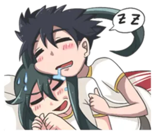 😴 ZZ sleeping, couple, anime, cartoon, resting, tired, together telegram sticker