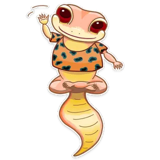 👋 gecko, lizard, cartoon, animal, tropical, kawaii telegram sticker