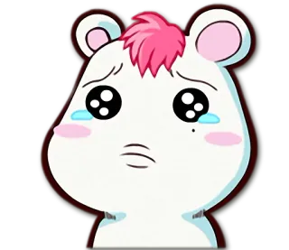 😞 hámster, triste, llorando, lindo, dibujos animados, animal whatsapp sticker