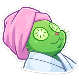 👧 cactus, spa, relaxation, concombre, serviette, peignoir telegram sticker