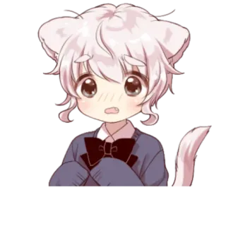 😔 Anime, Katze, Ohren, Kawaii, Süß, Illustration whatsapp sticker