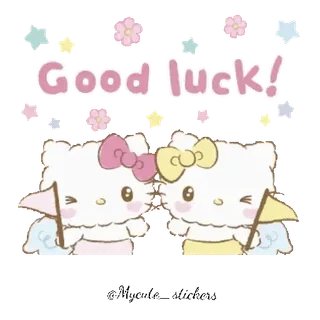 🐱 Good luck! succes, schattig, kawaii, engelen, bloemen, sterren telegram sticker