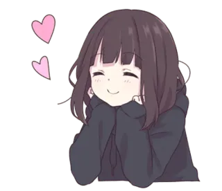 💚 Anime, Garota, Fofa, Corações, Kawaii telegram sticker