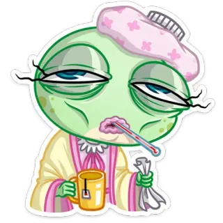🤒 sick, ill, fever, cartoon, character, cold telegram sticker
