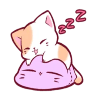 😴 Zzz Katze, schlafend, Kissen, süß, kawaii, Tier whatsapp sticker