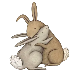 🐰 rabbit, animal, cartoon, illustration, hug, cute telegram sticker