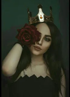 🌹 donna, corona, rosa, ritratto, bellezza, ragazza telegram sticker