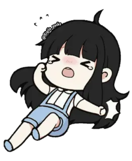 😩 llorando, dibujos animados, chica, triste telegram sticker