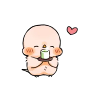 ☕ mignon, oiseau, kawaii, thé, coeur, joyeux telegram sticker