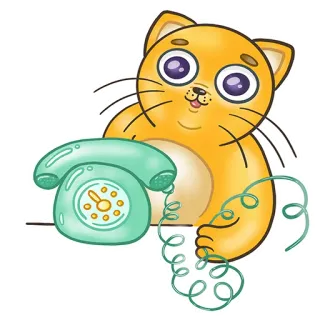 ☎️ cat, phone, animal, cute, cartoon, telephone, domestic animal whatsapp sticker