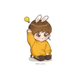 😃 치비, 만화, 전구, 토끼 귀, 귀여운, 애니메이션 telegram sticker