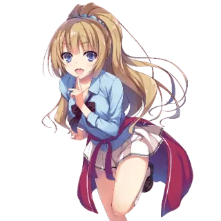 😘 Anime, Mädchen, blond, süß, Schuluniform telegram sticker