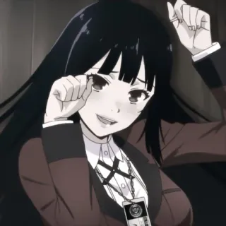 🃏 Yumeko Jabami Kakegurui 动漫, 女孩, 黑发, 校服, 狂赌之渊, 蛇喰梦子 telegram sticker