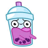 😔 ボバ, タピオカミルクティー, 中指, ジェスチャー, 飲み物, 可愛い telegram sticker