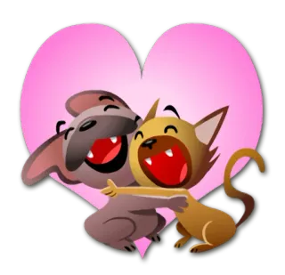 💞 Katze, Hund, Umarmung, Liebe, Herz, süß, Freundschaft telegram sticker