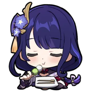 🍡 Raiden Shogun Genshin Impact Videojuego, Anime, Personaje, Lindo, Comida, Empanadilla telegram sticker