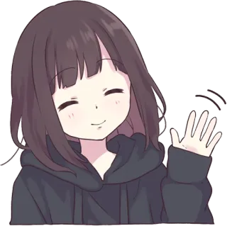 👋 animé, fille, saluant, joyeuse, mignon whatsapp sticker