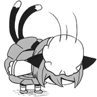 🙏 anime catgirl, cute, bowing, apologizing, cat ears, monochrome telegram sticker