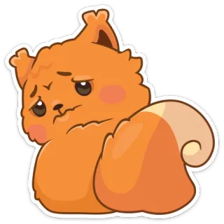 😒 고양이, 주황색, 만화, 귀여운, 슬픈 telegram sticker