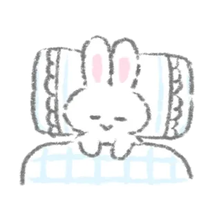 😴 กระต่าย, นอนหลับ, น่ารัก, หมอน, ผ้าห่ม telegram sticker