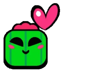 💚 Spike Brawl Stars cactus, spike, brawl stars, video game, cute, love, heart telegram sticker