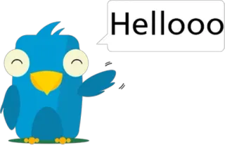 ☺️ Hellooo pássaro, fofo, desenho animado, olá, saudação, azul telegram sticker